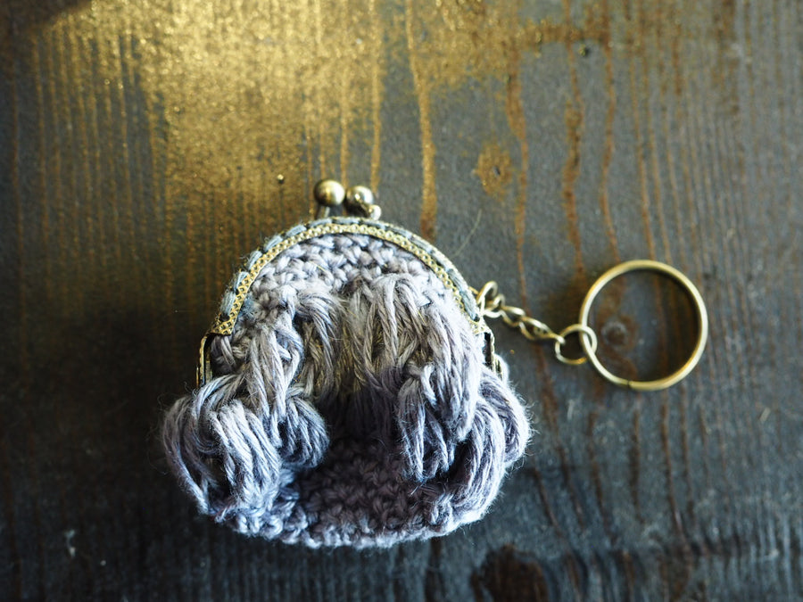 Hand Crochet Purse Key Ring (Linen)