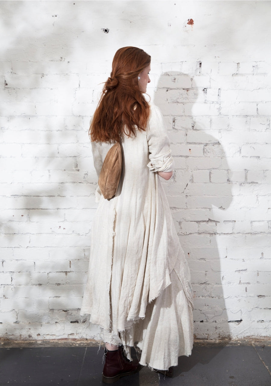 Maxi Riding Coat (Linen) - Herringbone Natural