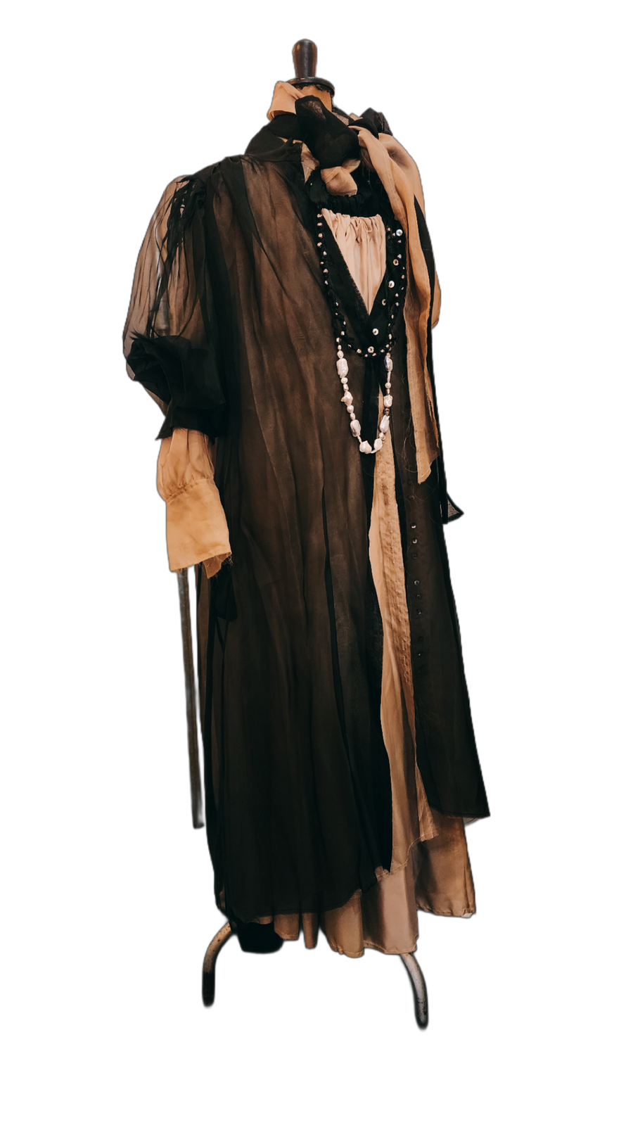 Button Through Shirt Dress (Silk Organza) - Black