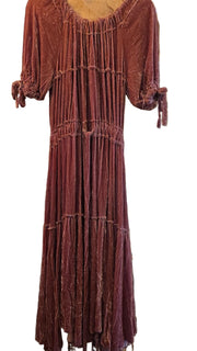 Volant Dress (Silk Velvet) hand dyed