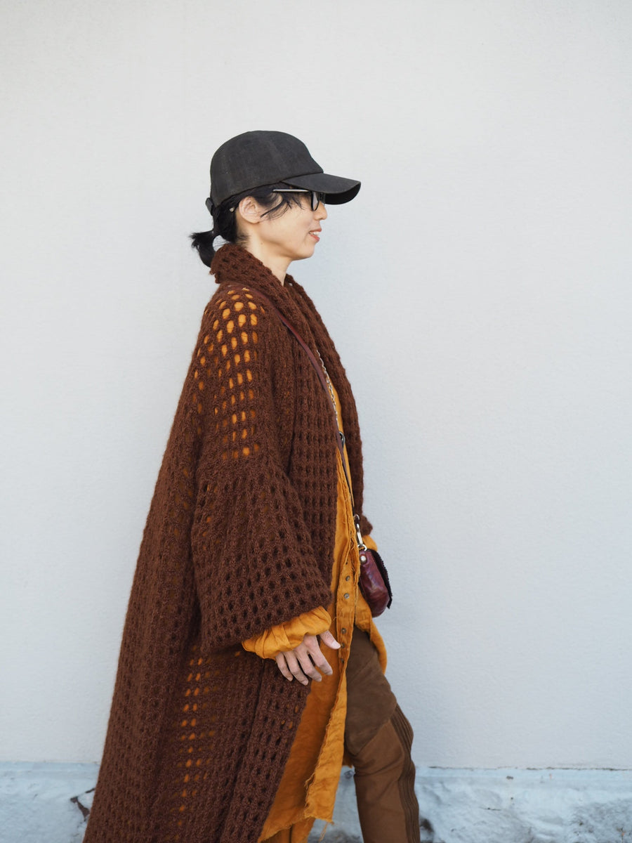 Balloon Sleeve Coatigan (Alpaca) - Cognac