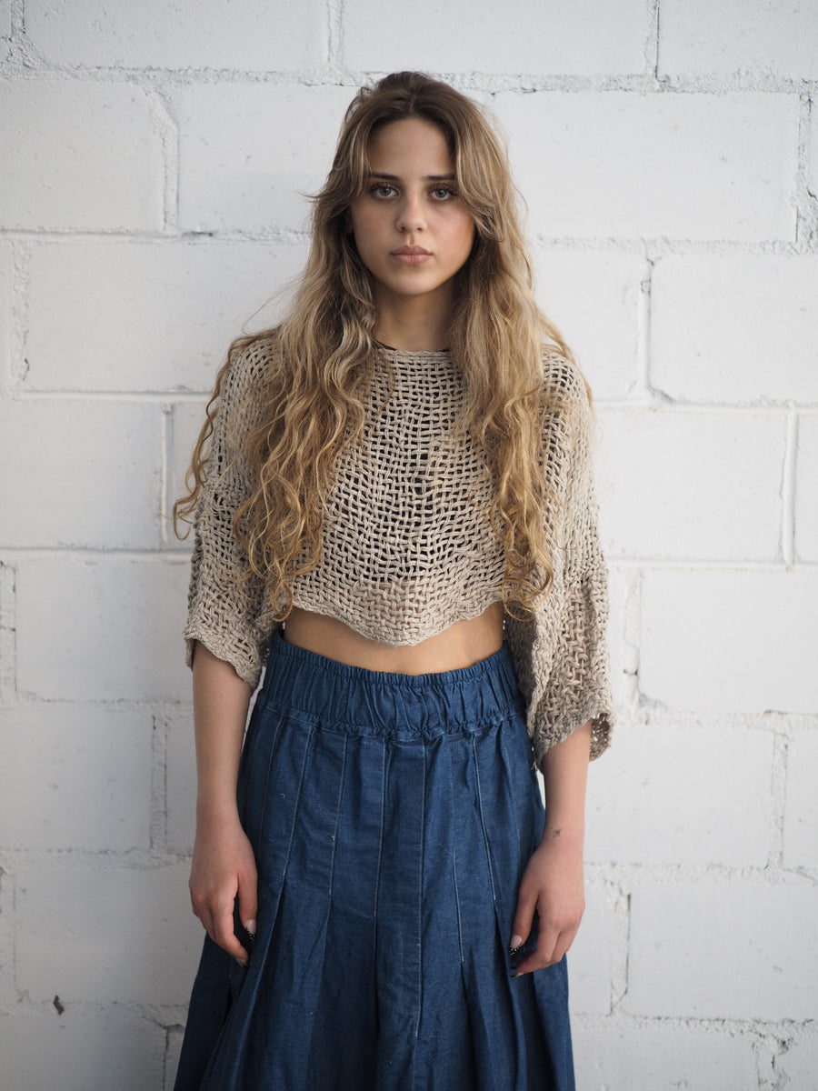 Hand Loom Crop Top (Linen) Natural