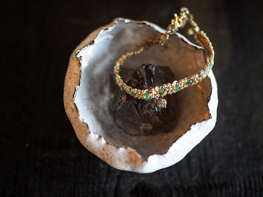 Hand Loom Bracelet Precious Rosetta (Sterling Silver Gold Plated) Tzavorite