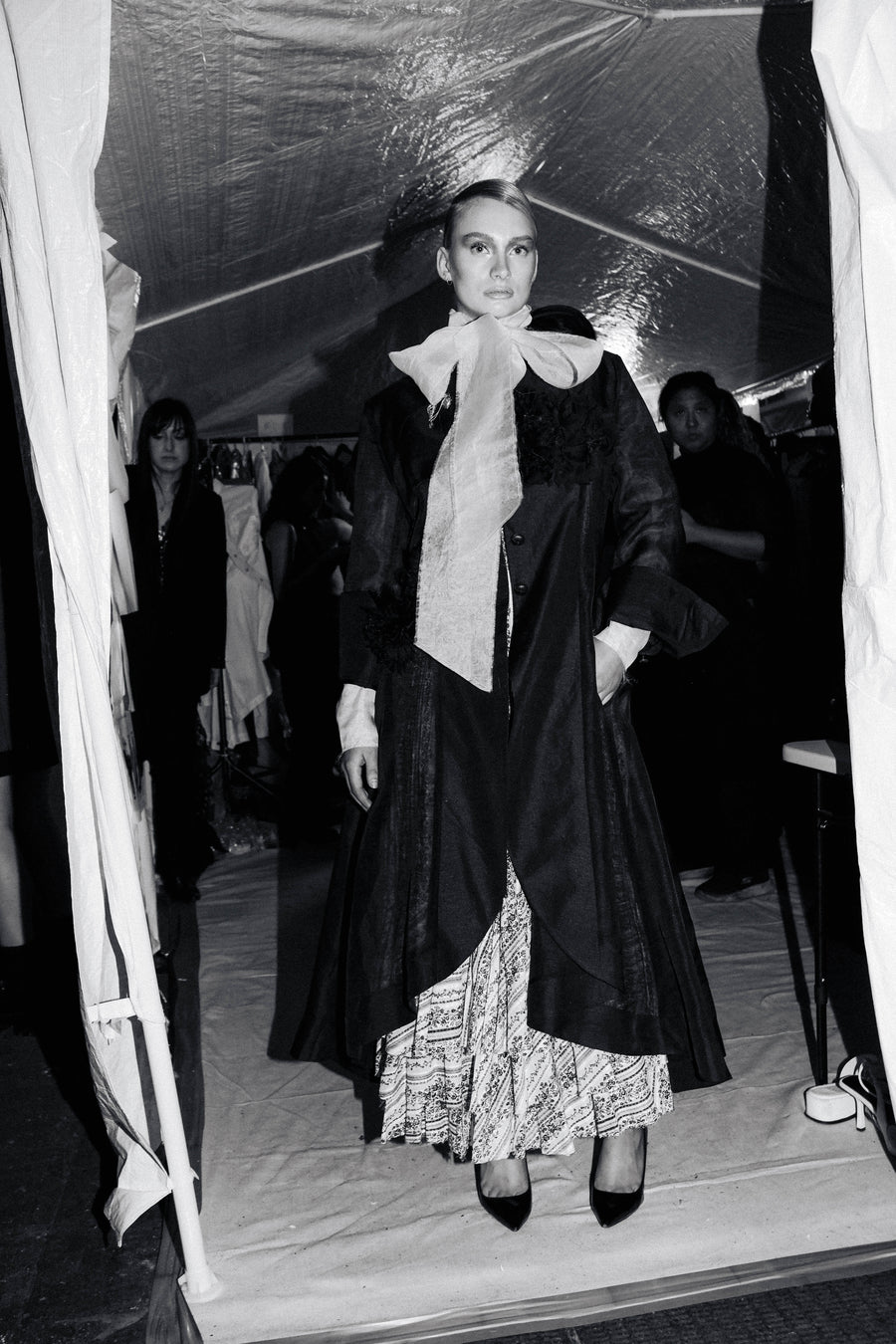 Maxi Riding Coat (Silk Linen) - Black