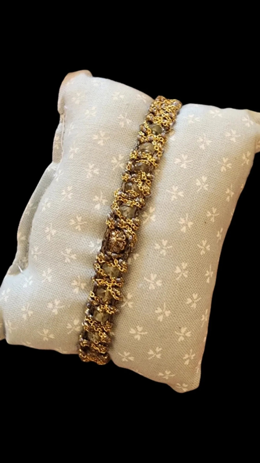 Hand Loom Gold Plated Bracelet  Precious Rosetta - Brown Sapphire