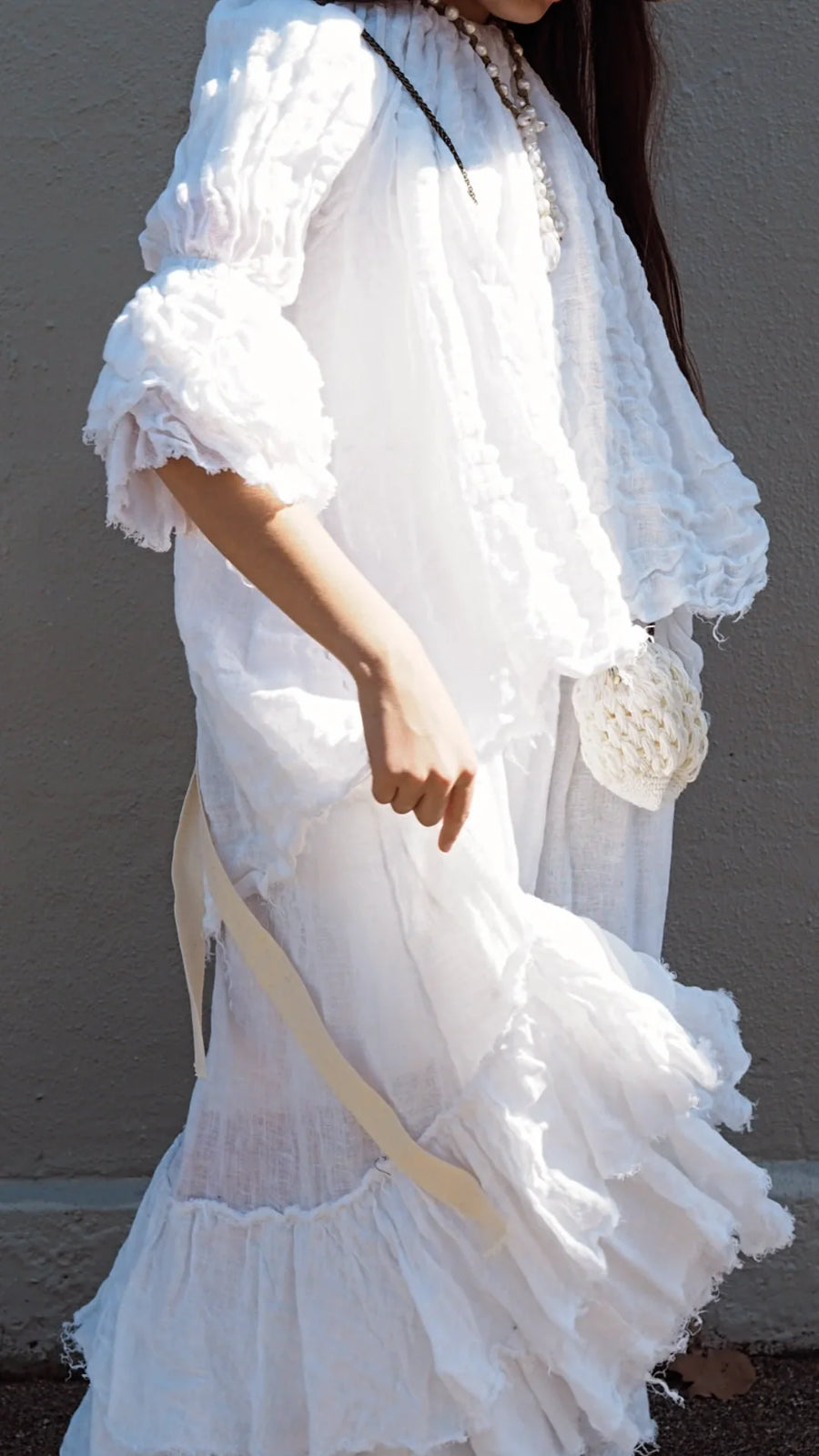 Button Back Blouse (Linen Gauze) - White