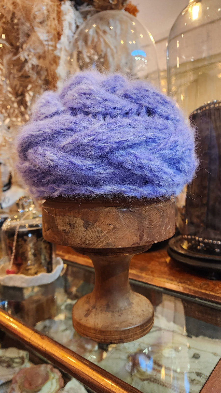 Hand Knit Cable Beanie Style Hat - (Alpaca) Grey Marble