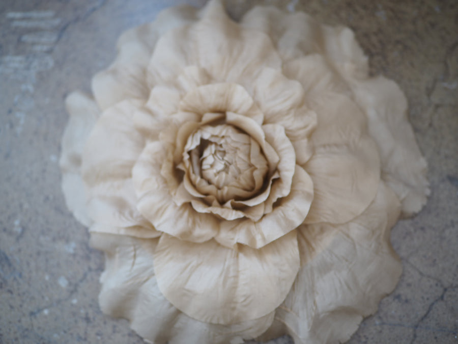 New York Hand Crafted Flower Brooch extra Large - natural silk habotai