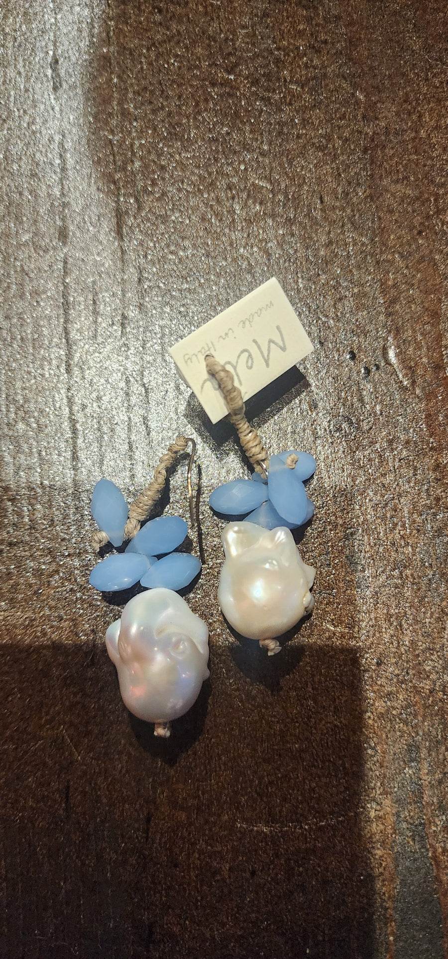 Mela Drop Pearl Earrings With Calcedony Quartz Crystals