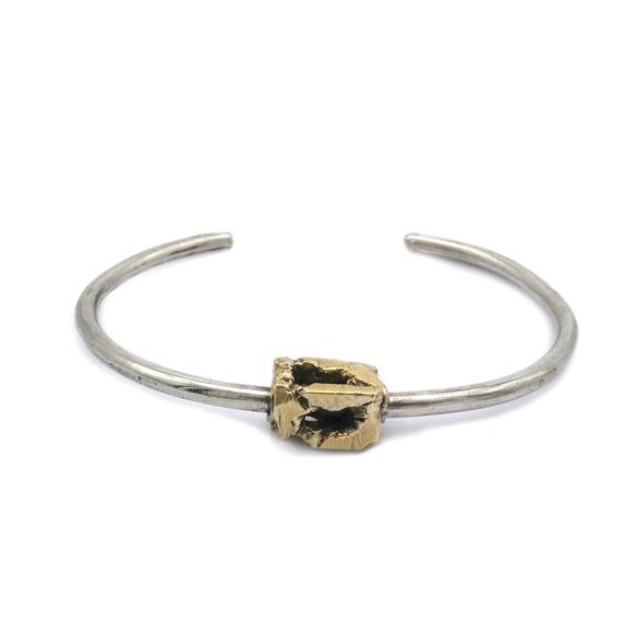 Sterling silver cuff with gold raw prisma