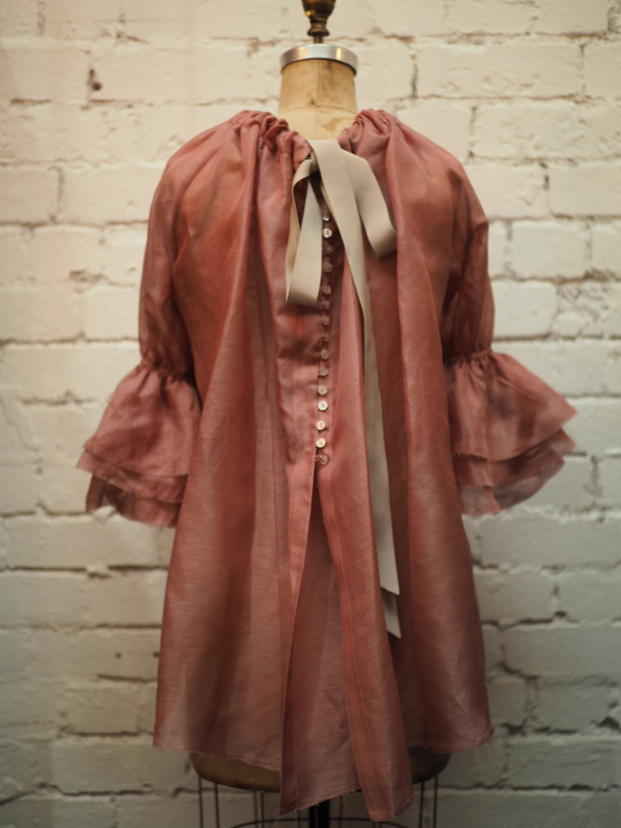 Button Back Blouse (Silk Linen) - Pink