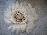 New York Hand Crafted Flower Brooch extra Large - natural silk habotai