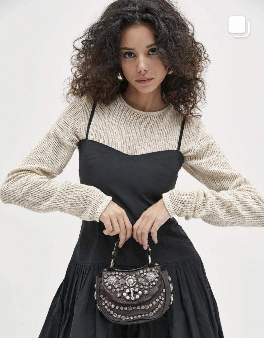 Diamante handbag with studs (Leather)