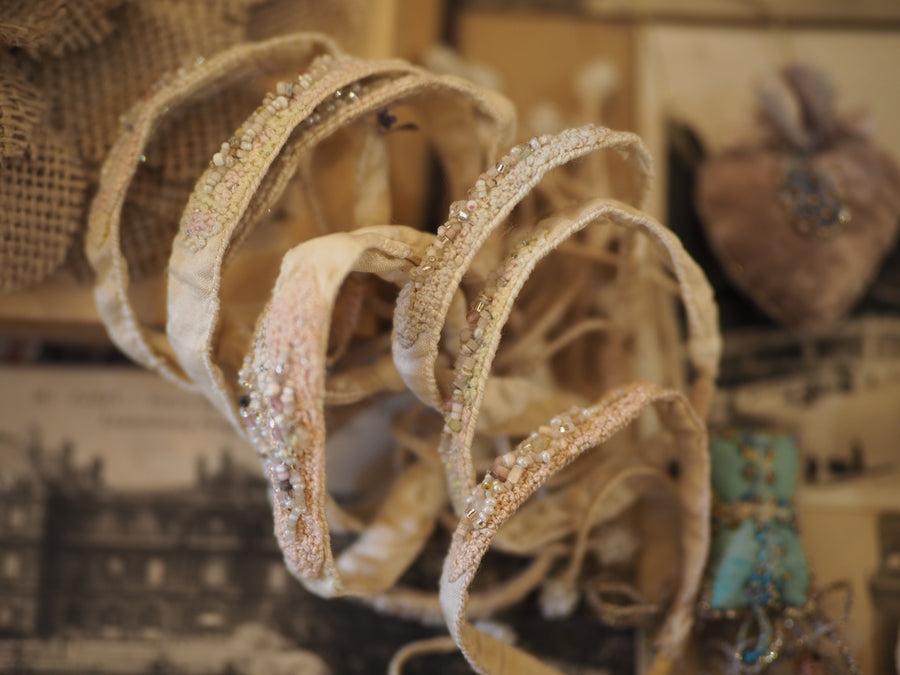 Antonia Rossi Embroidered Silk Bracelet - Ecru