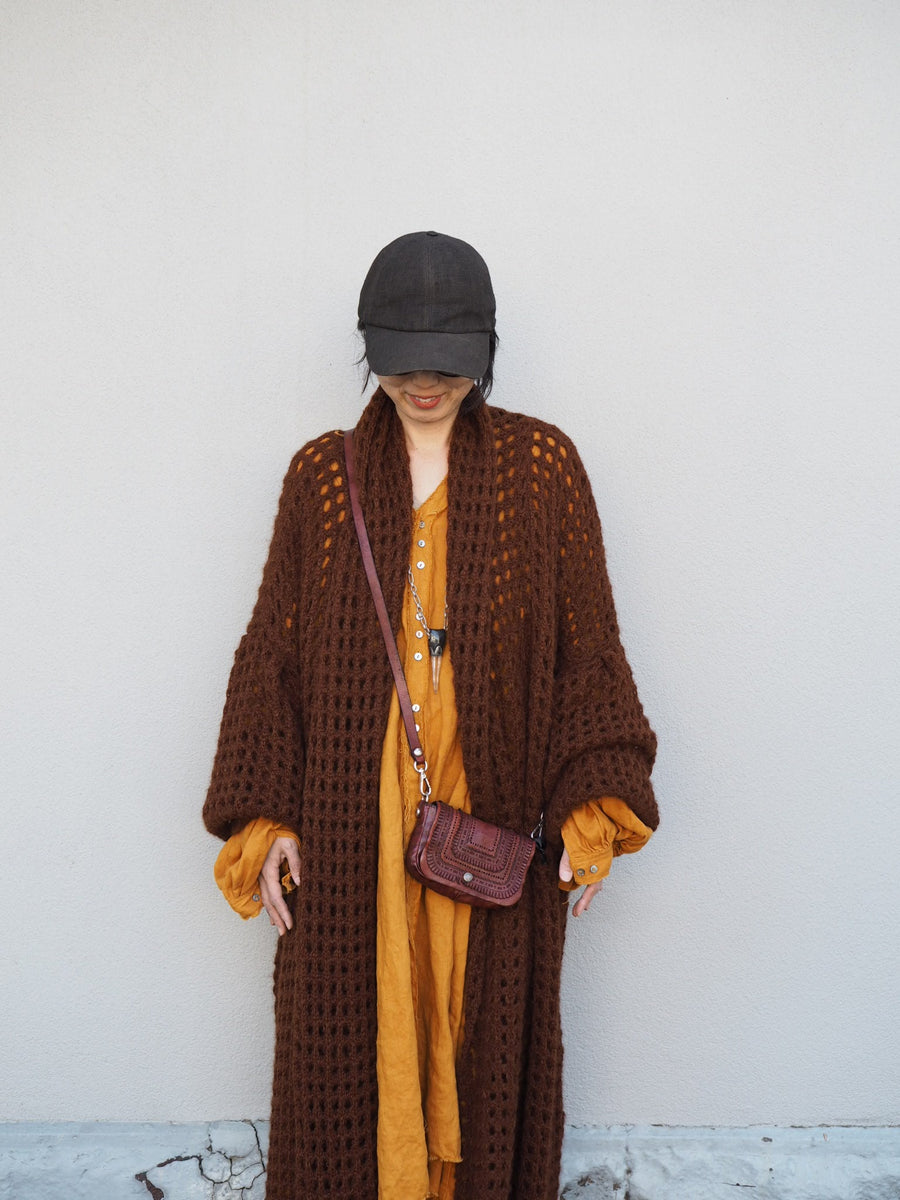 Balloon Sleeve Coatigan (Alpaca) - Cognac
