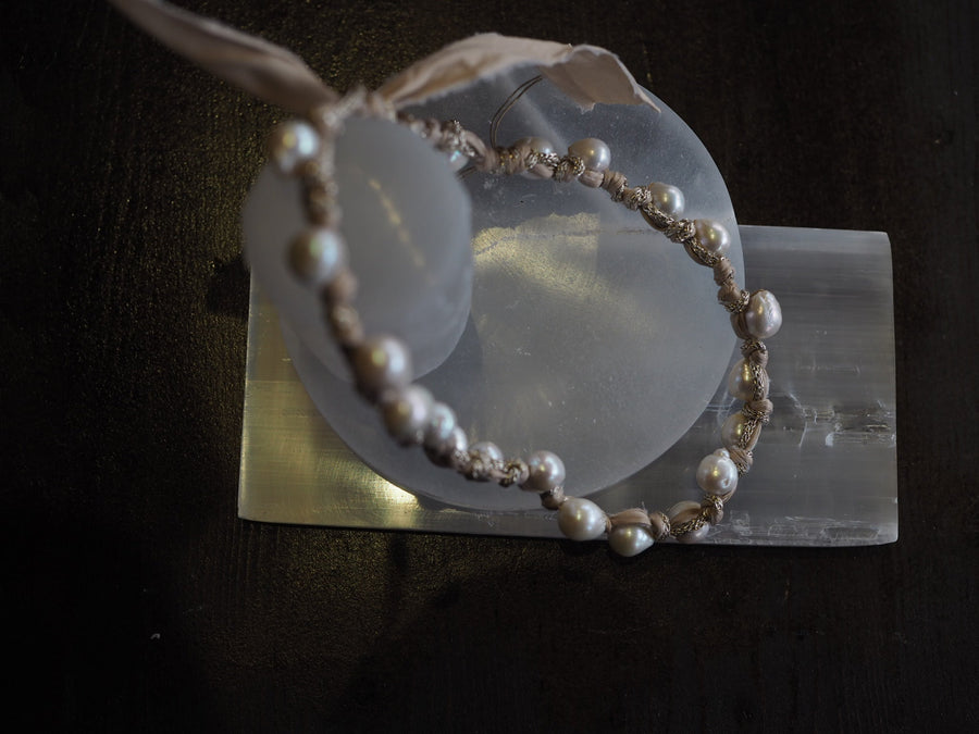 Silk Ribbon Tahitian Pearls Necklace - Ivory