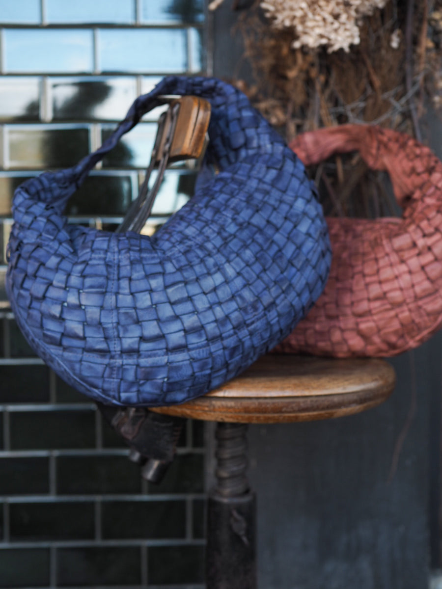 Edera Marissa shoulder bag in woven (Leather) Iris