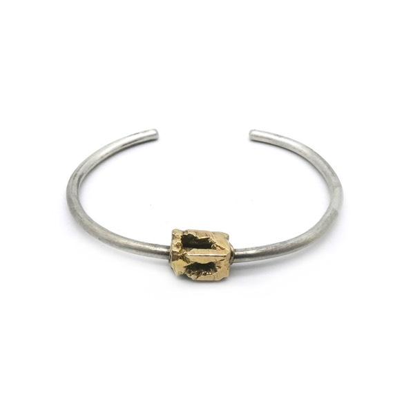 Sterling silver cuff with gold raw prisma