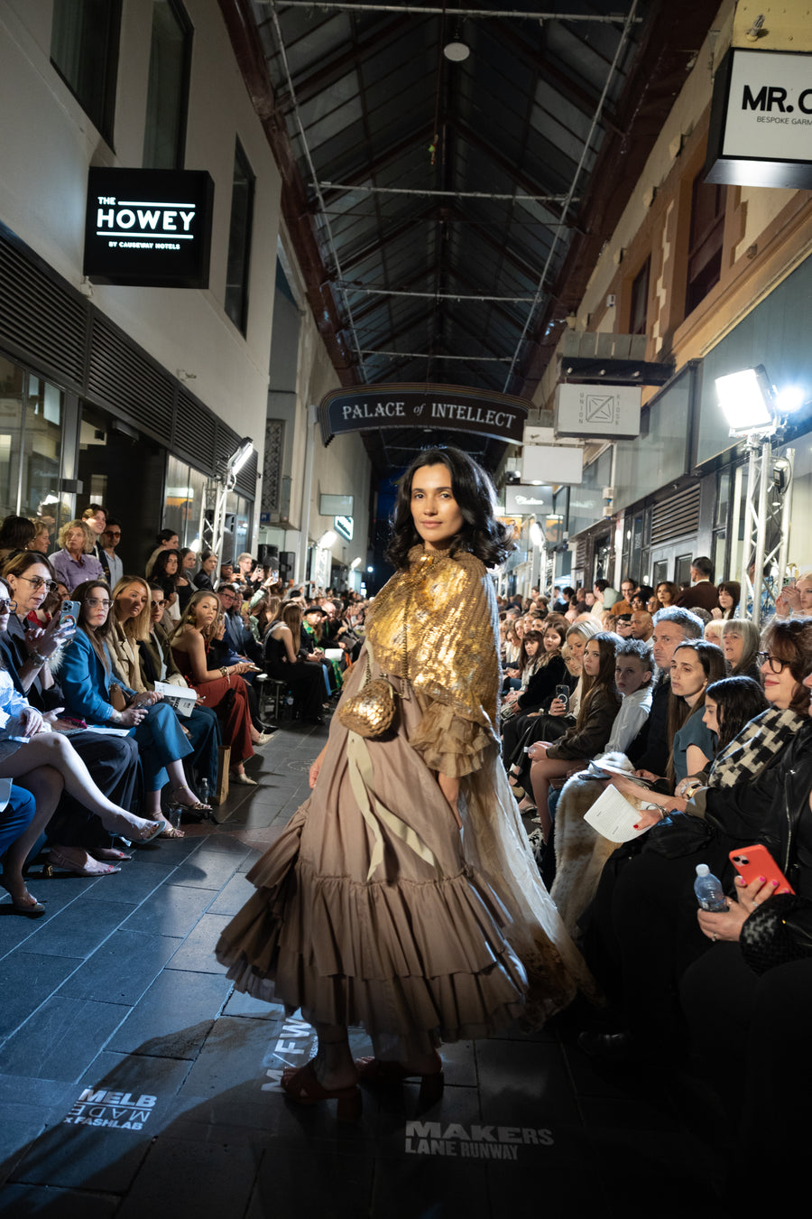 Amano Silk Organza Button Back Duster - with Foil hand print