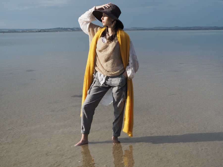 Hand Knit Vest (Linen) Wheat