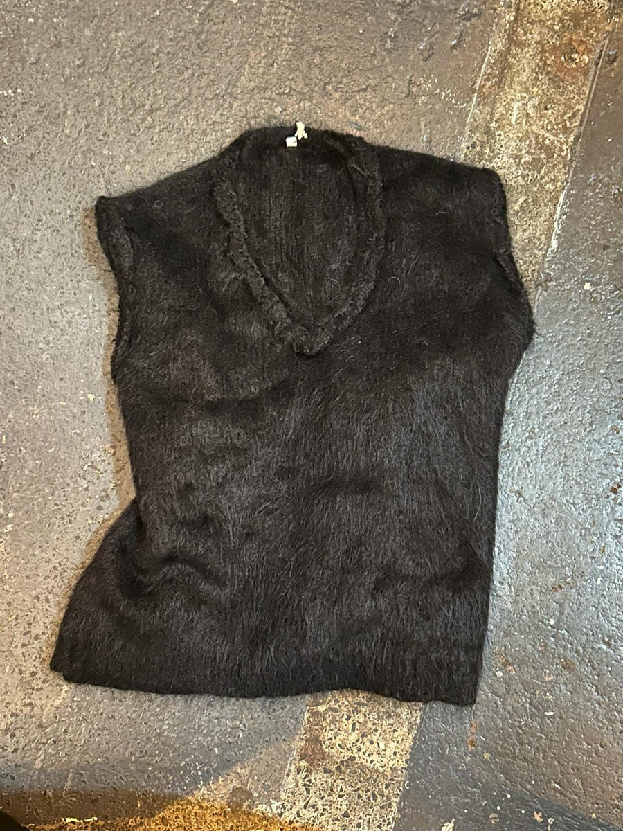 Knitted V neck Vest (Alpaca) - Sky Blue