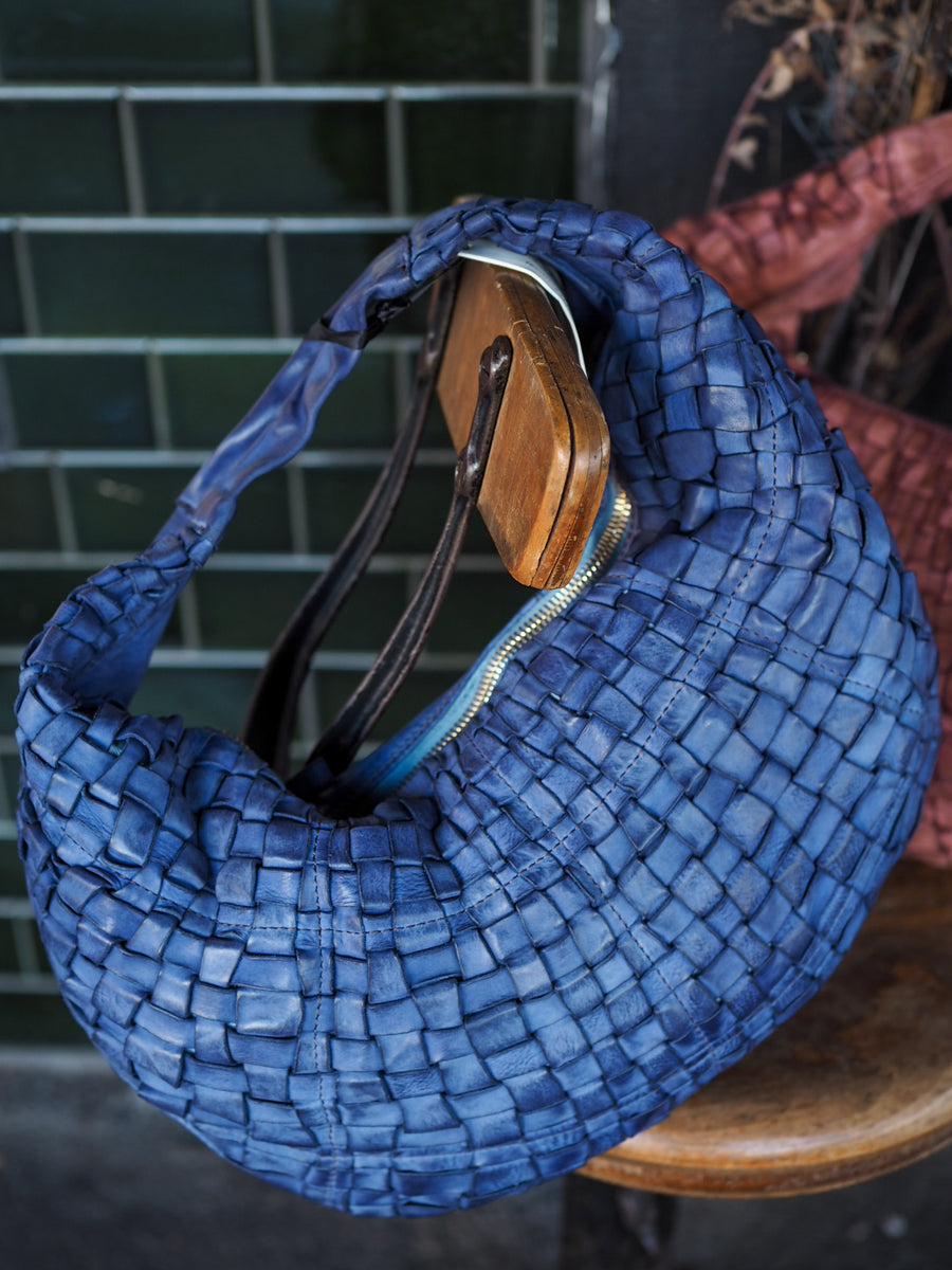 Edera Marissa shoulder bag in woven (Leather) Iris