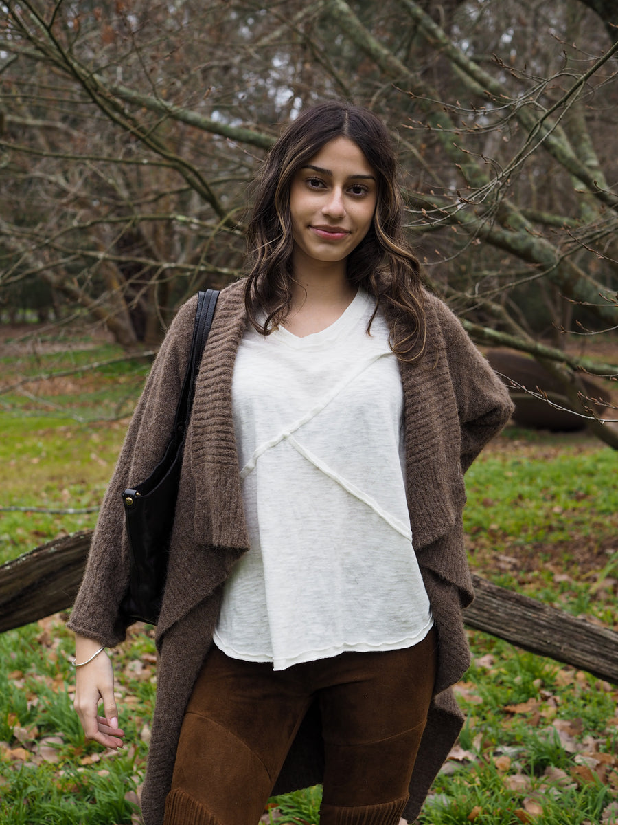 Luxe Light Weight kimono Cardi (Alpaca) - Truffle