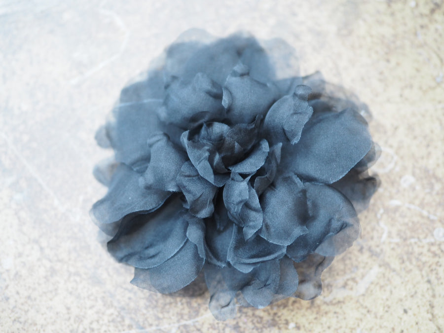 New York Hand Crafted Flower Brooch (Silk) - Black Rose