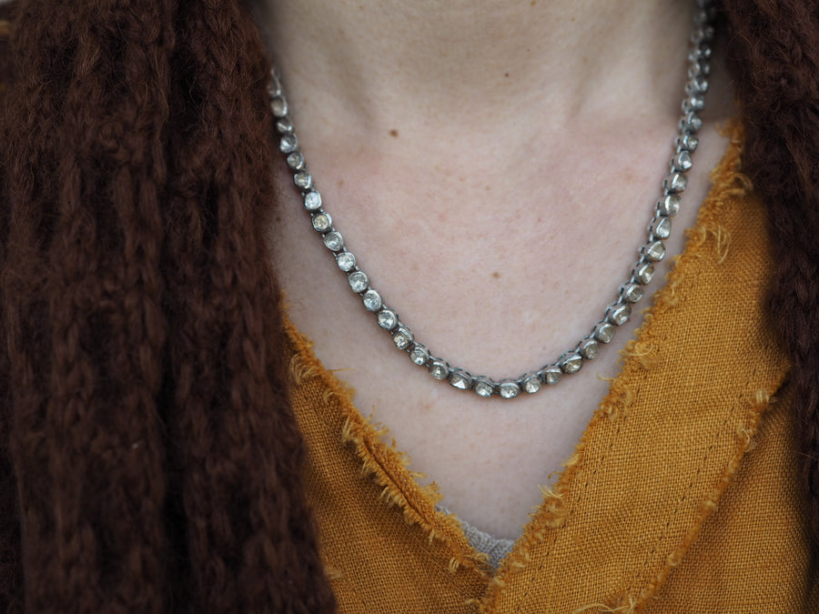 Sterling Silver Diamond slice necklace