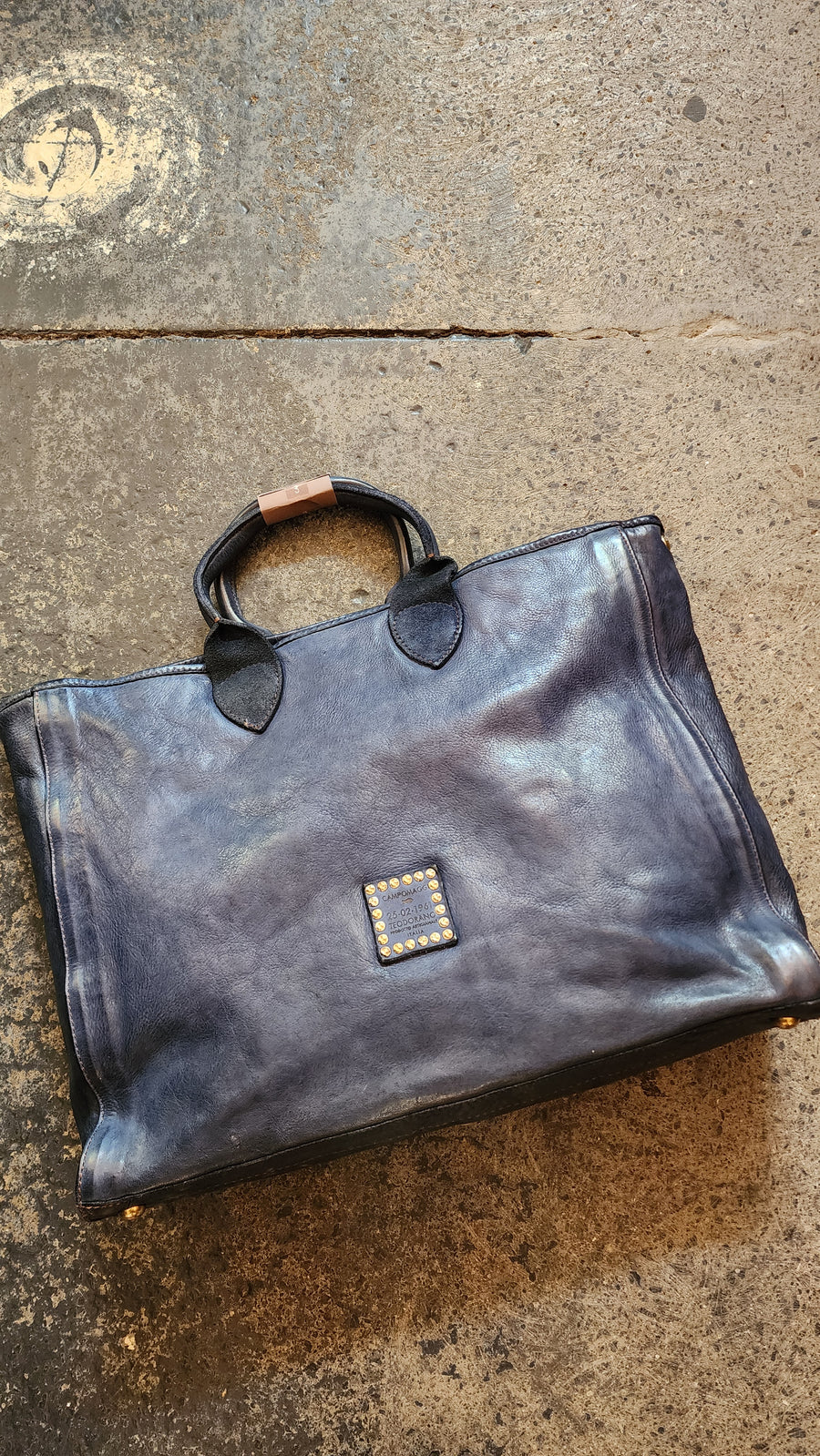 Campomaggi - Shopper in Navy leather with Charro stitching