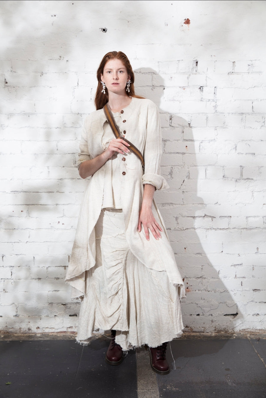 Maxi Riding Coat (Linen) - Herringbone Natural