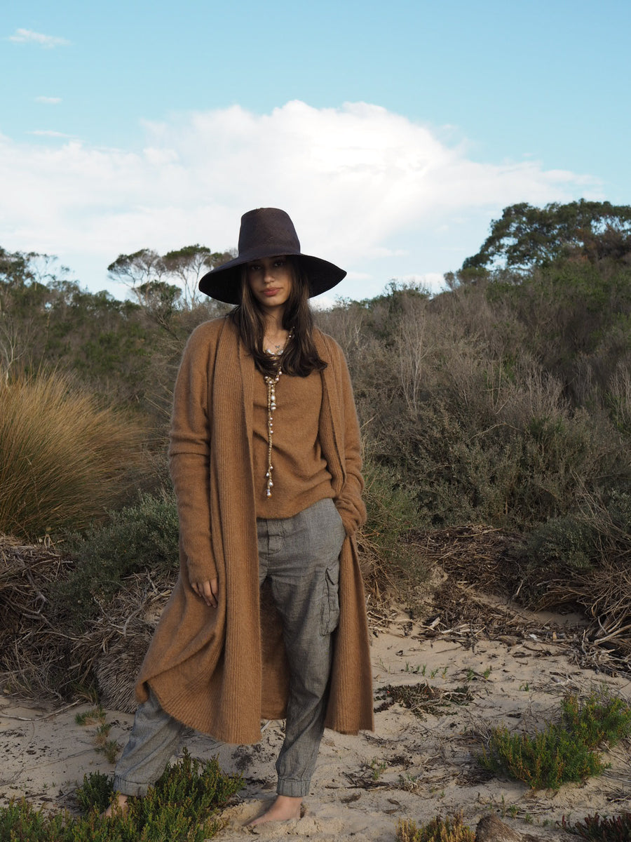 Shawl collar Luxe cardi (Alpaca)- Tan