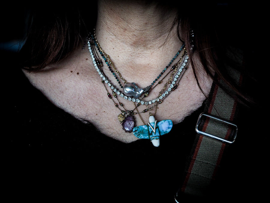 Sterling Silver Diamond Slice Necklace