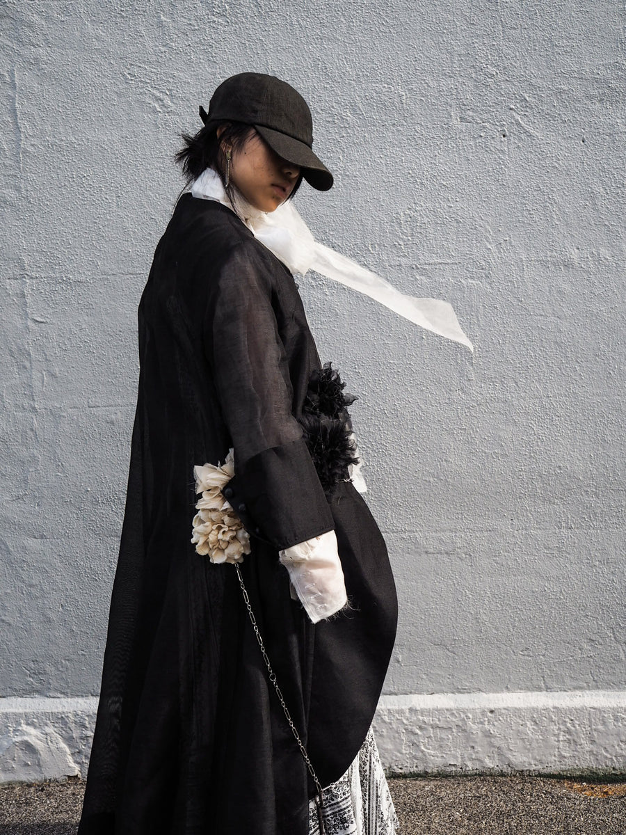 Maxi Riding Coat (Silk Linen) - Black