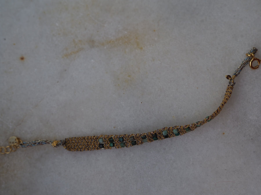 Star Mini Hand Loom Bracelet (Sterling Silver Gold Plated) Turquoise