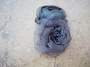 New York Hand Crafted Flower Brooch (Silk) Black posie