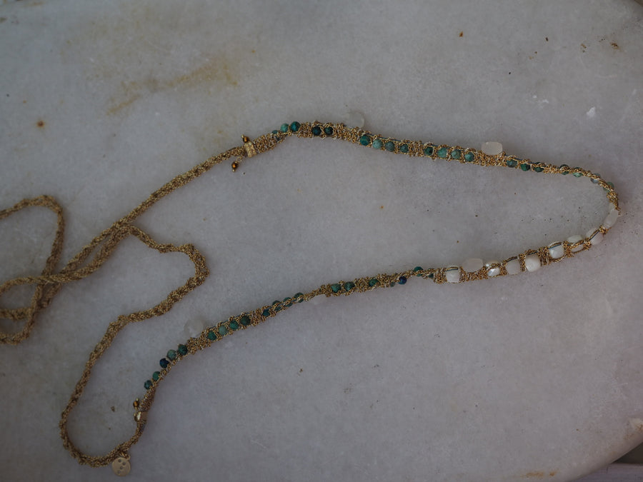 Hand Loom Gold Plated Long Necklace - Jaipur