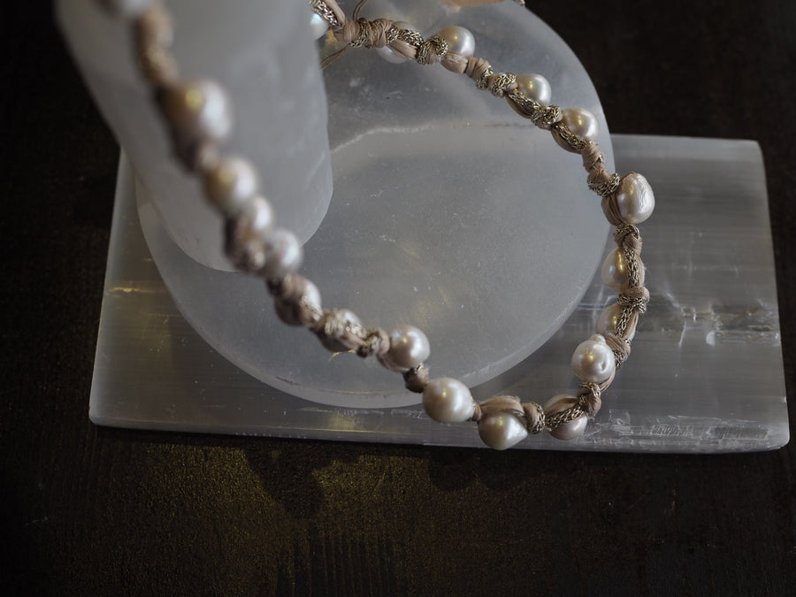 Silk Ribbon Tahitian Pearls Necklace - Ivory