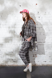 Cargo style pants (Linen) - tartan check