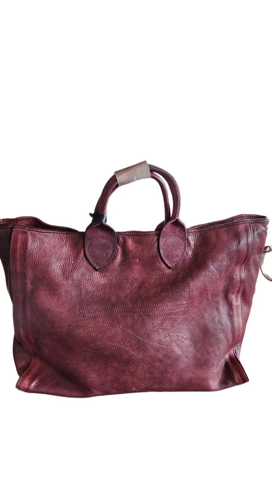 Campomaggi - Agata Shopper in burgundy leather with Charro stitching