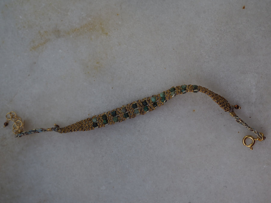 Star Mini Hand Loom Bracelet (Sterling Silver Gold Plated) Turquoise