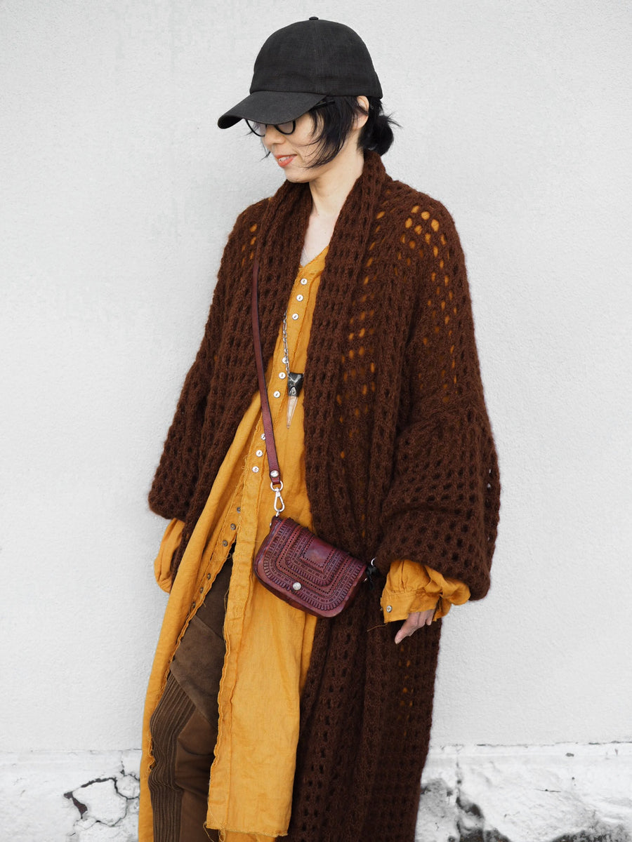 Balloon Sleeve Coatigan (Alpaca) - Cognac
