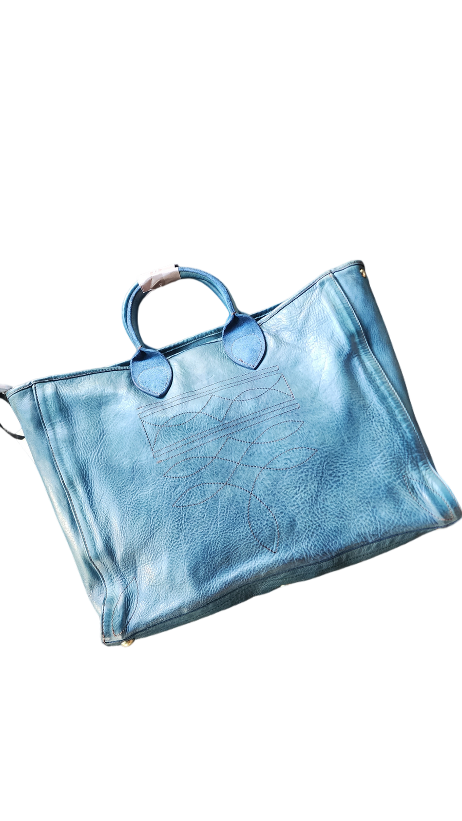 Agata Shopping bag with Charro Stitching - sapphire