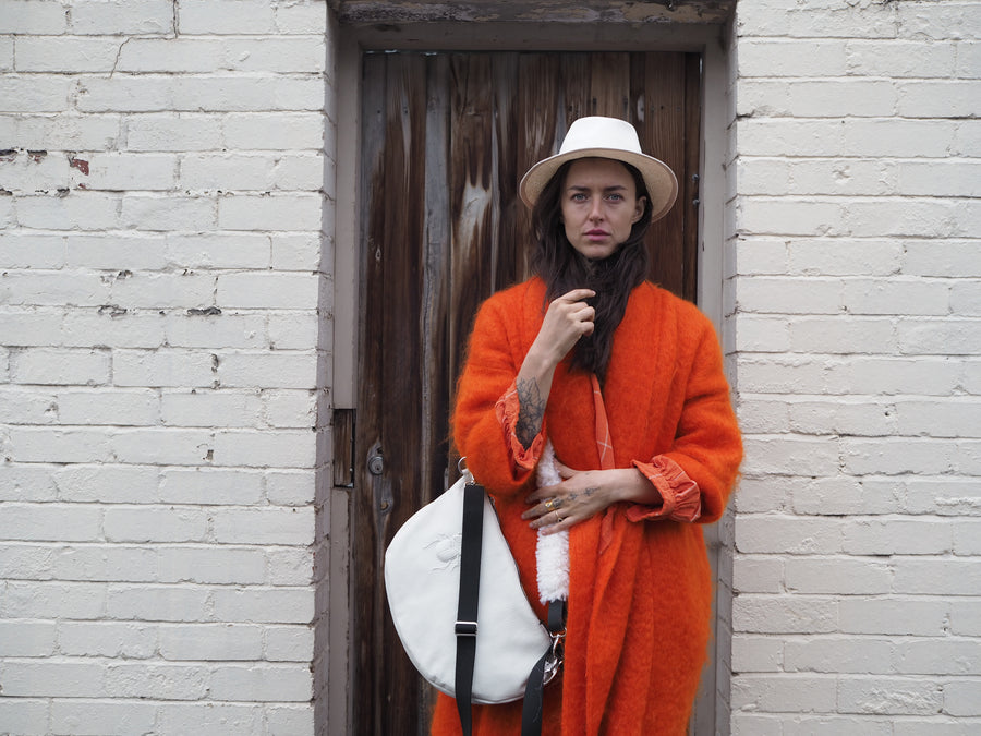 Cocoon coat (mohair) - Orange