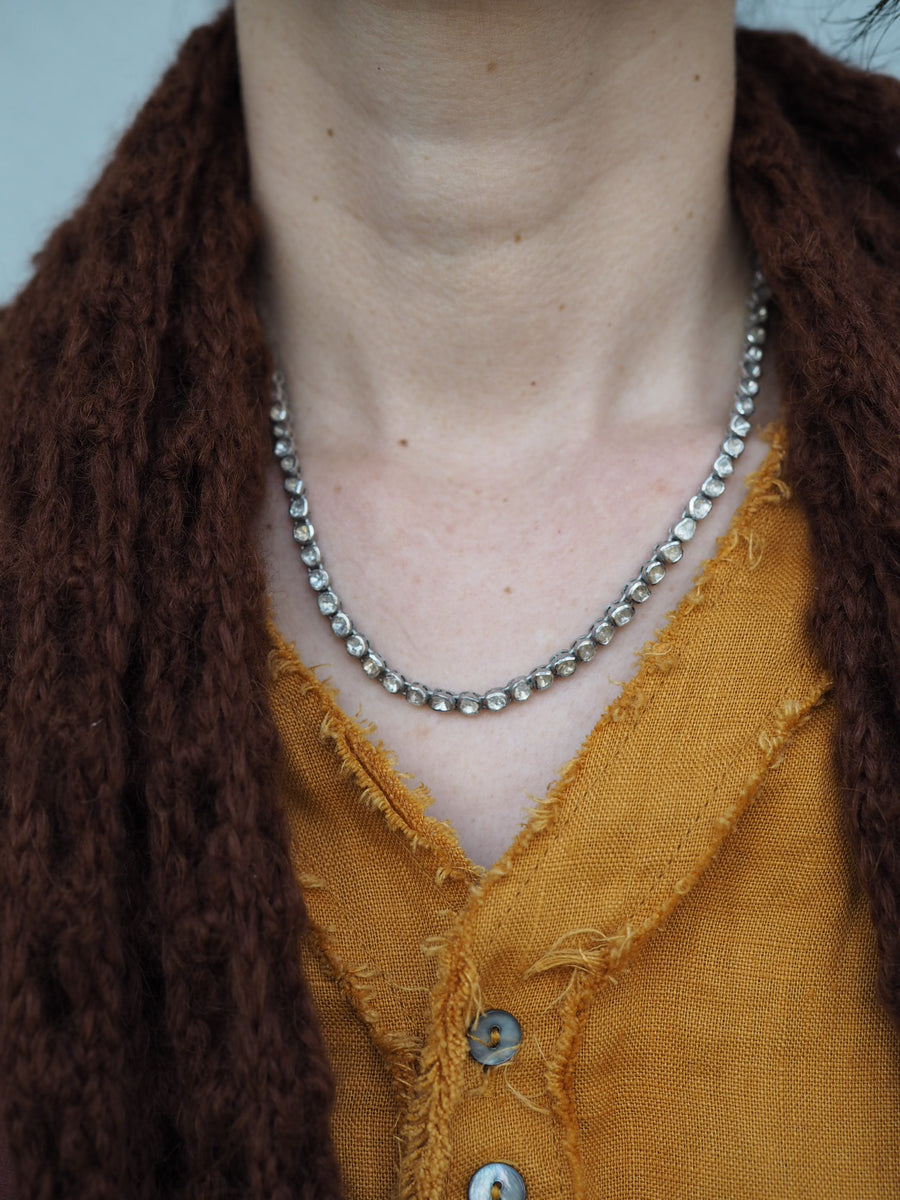Sterling Silver Diamond slice necklace
