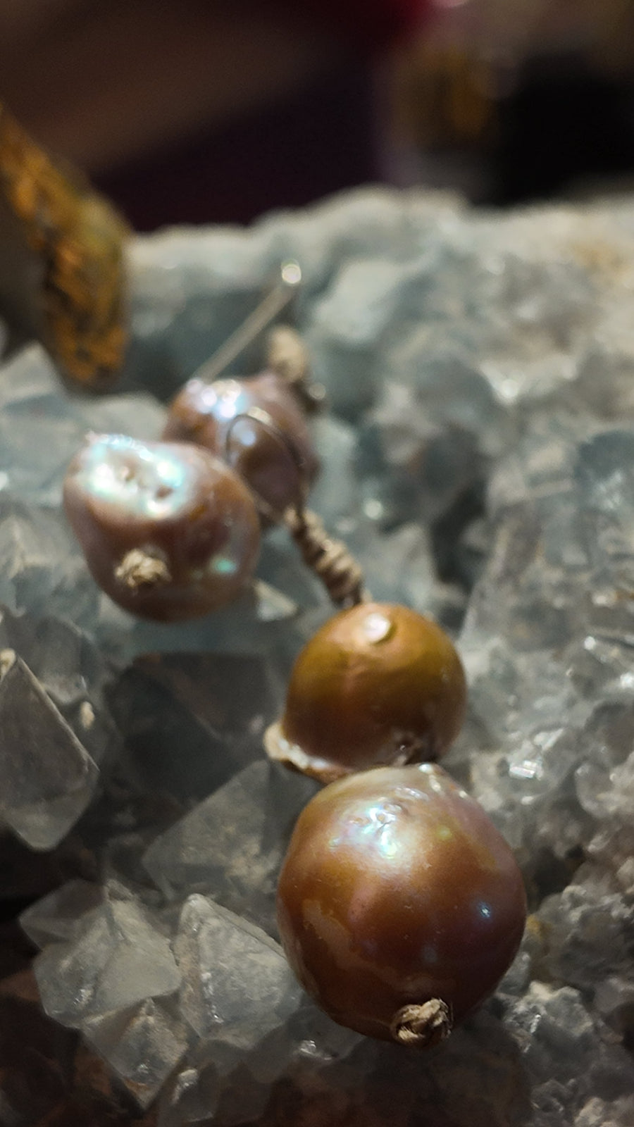 Mela Double Baroque Pearls Earrings - Golden