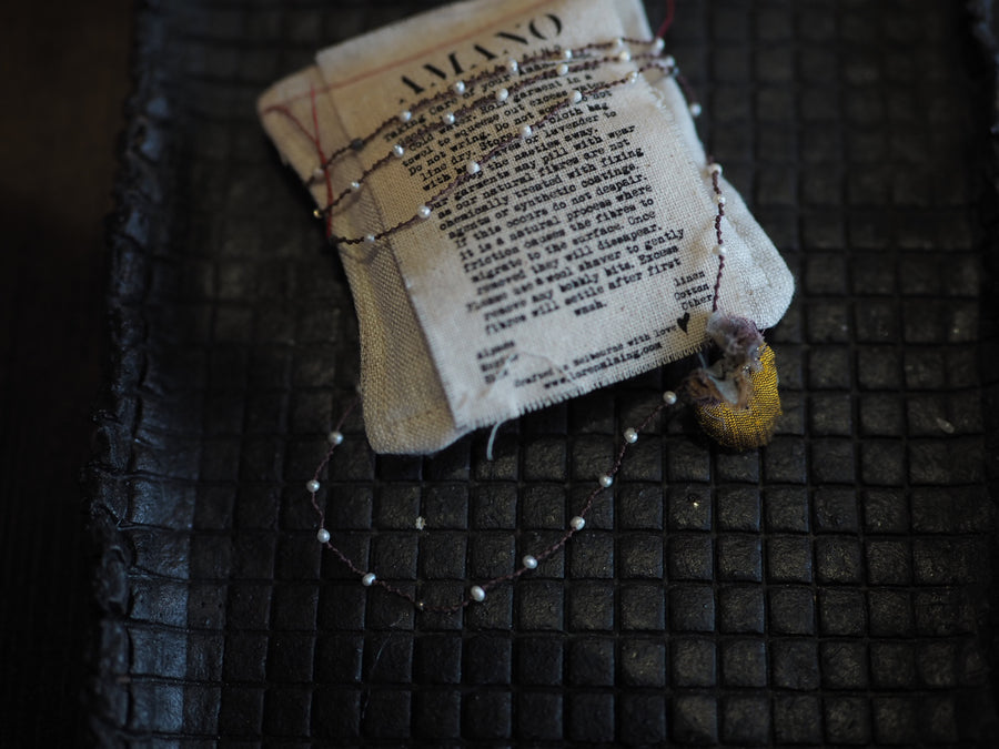 Antonia Rossi Embroidered Heart on a string of semi precious stones