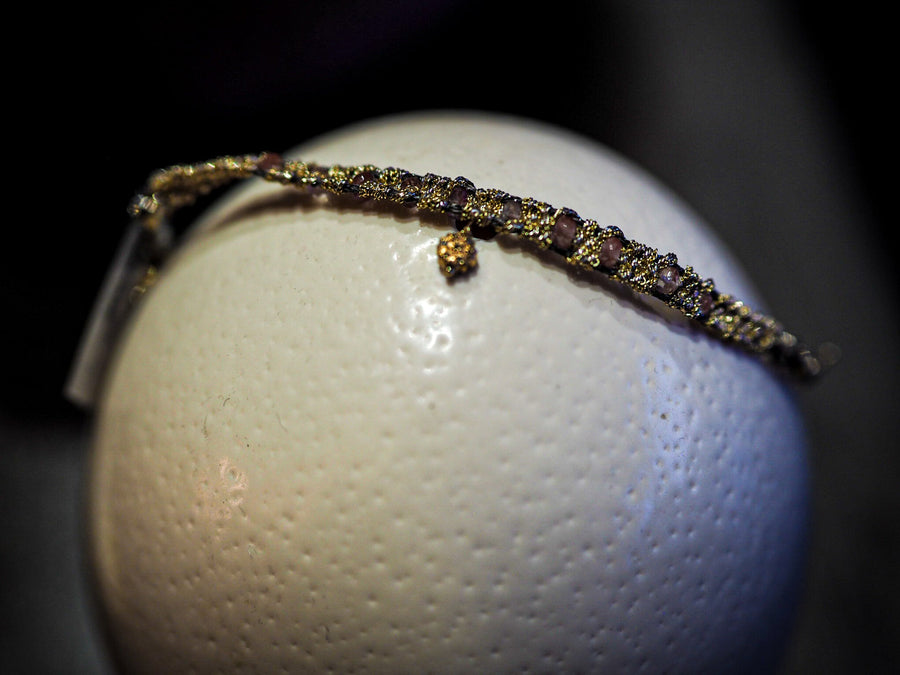 Precious Rosetta Hand Loom Bracelet (Sterling Silver Gold Plated) Pink Sapphire