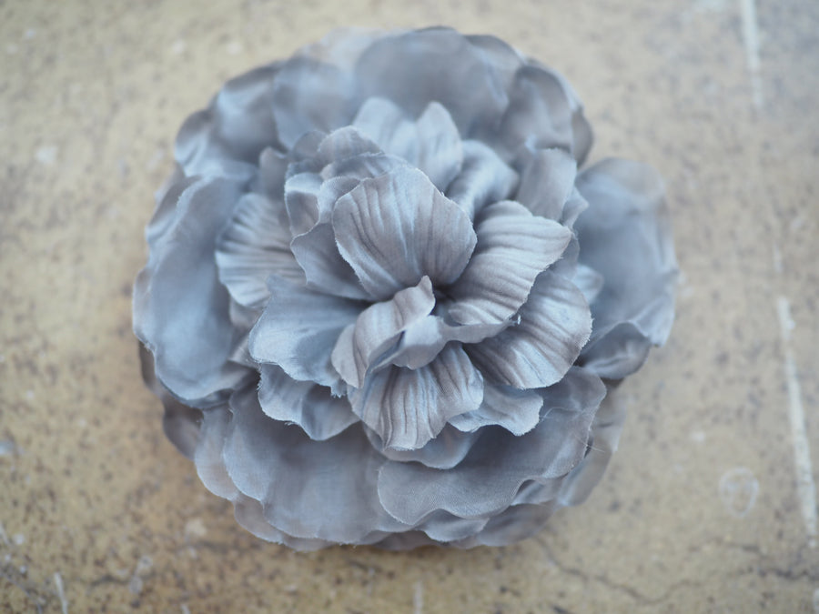 New York Hand Crafted Flower Brooch - Grey Silk