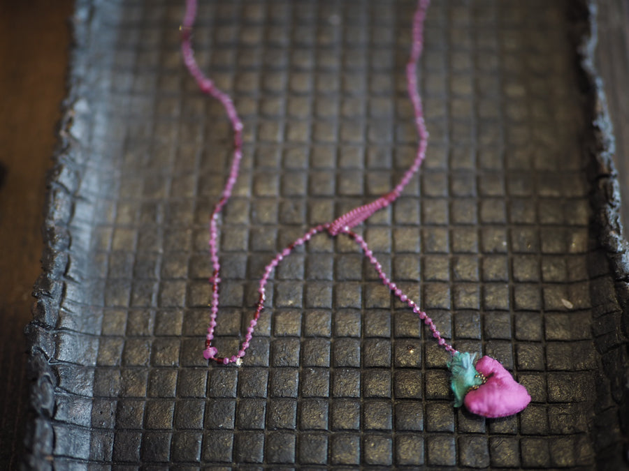 Antonia Rossi Embroidered Heart on a string of semi precious stones